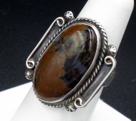 Vintage Sterling Silver Native American Agate Ring