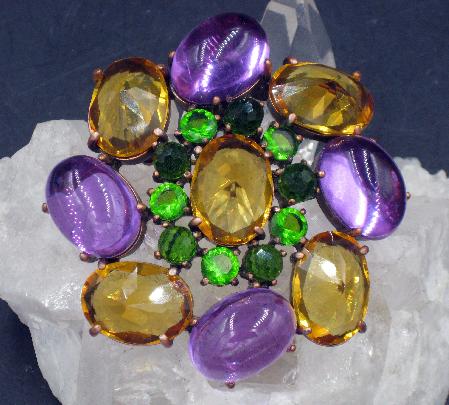 Joan Rivers Large Inverted Inverted Golden Stone, Purple Cabochon and ...